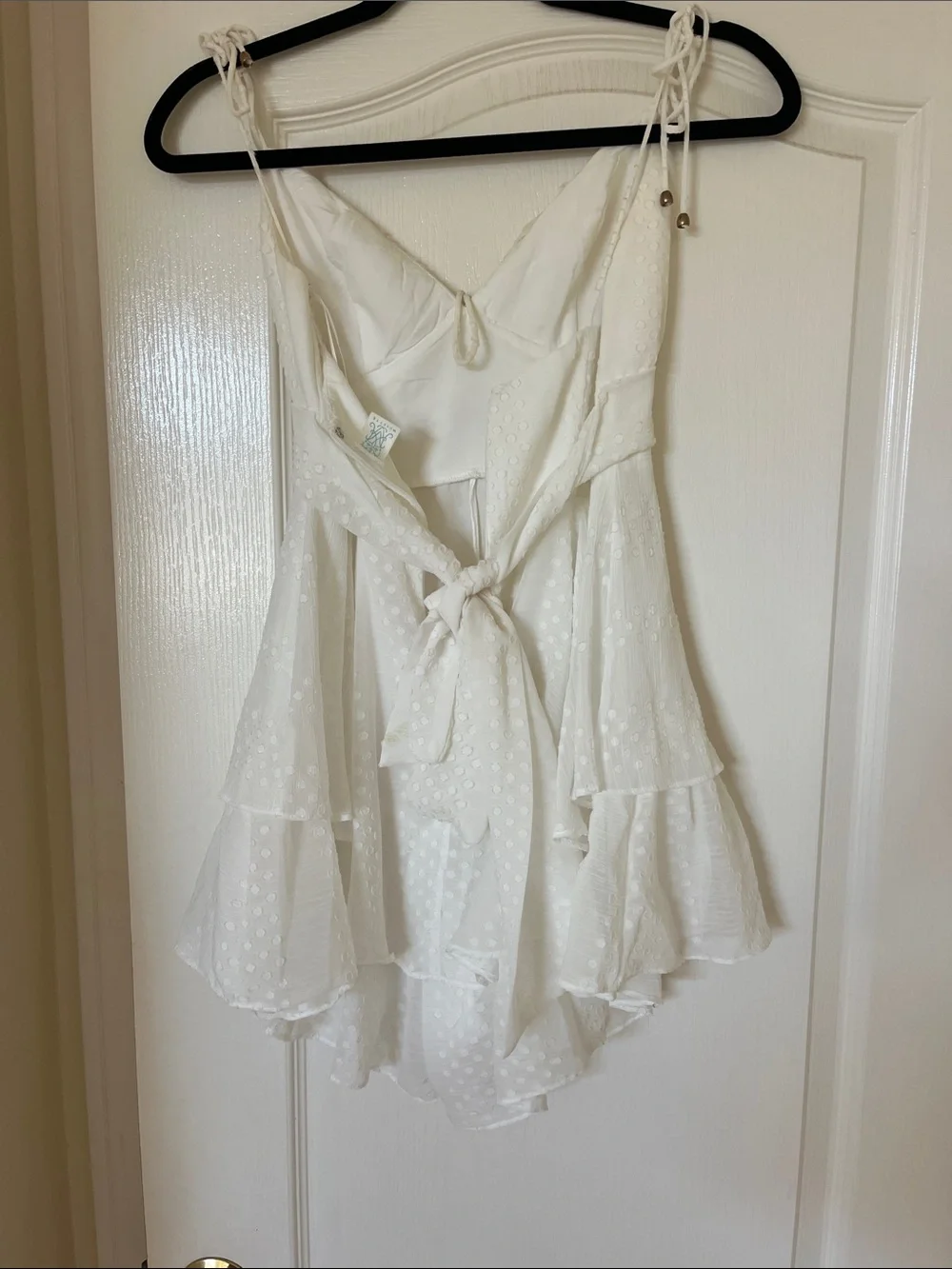 White Ruffled Tiered Chemise Dress